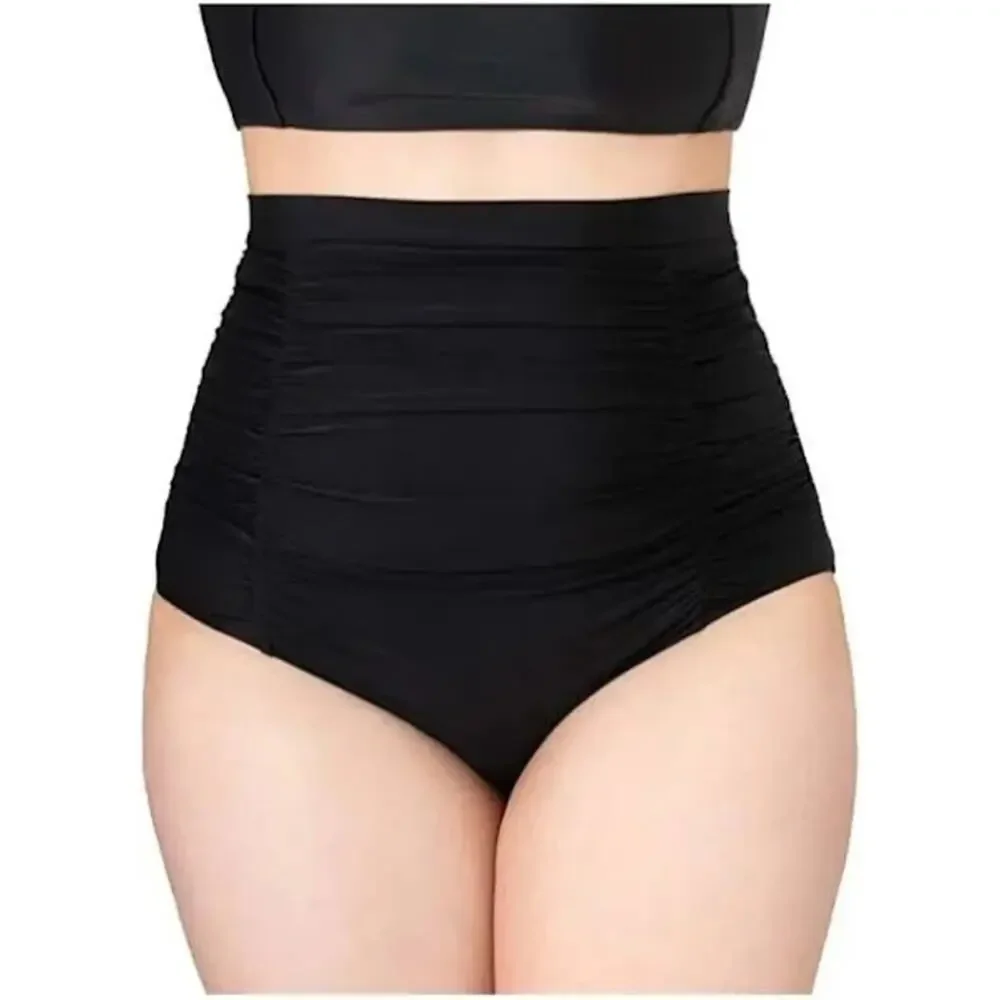 EMPETUA by SHAPERMINT NIP $45 High-Waisted Control Ruched Bikini Bottom Black